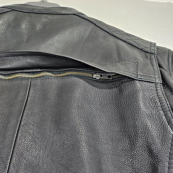 First Classics Jacket Mens Large Black Leather Zip Up Lined Biker Motorcycle - Picture 11 of 15